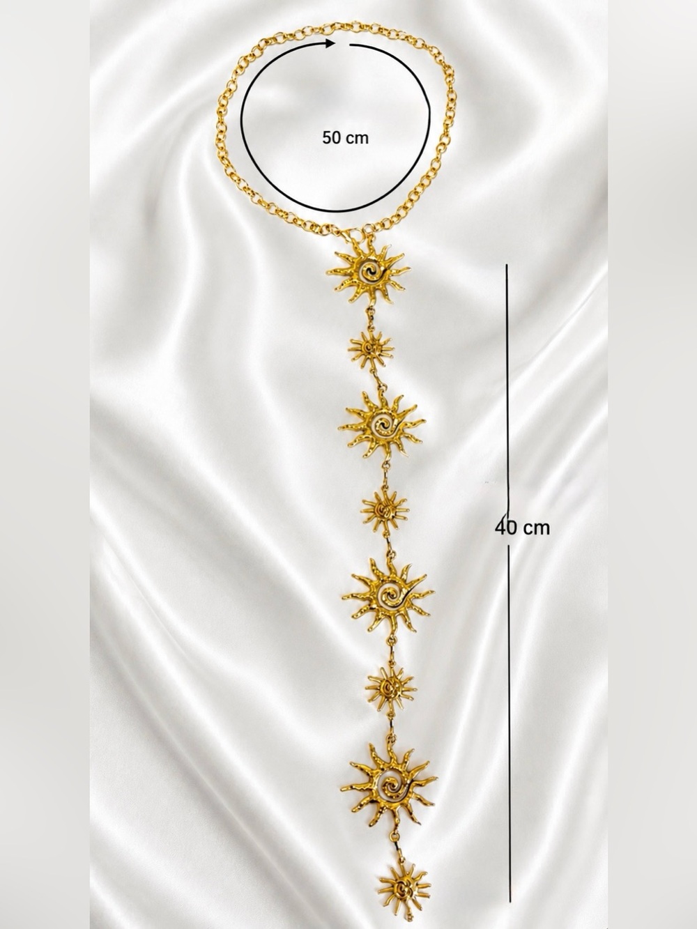 Gold Celestial Sun Body Chain Necklace - Picture 9 of 10